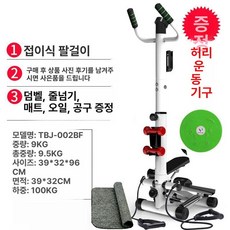 손잡이 실내 유산소 걷기 스텝퍼 하체 어르신 무산소 다이어트 제자리 워킹, 블랙팔걸이덤벨형+덤벨트위스트판카펫로프툴오일
