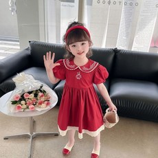 賣場優選童裝 女童洋裝 女童連衣裙夏季新款兒童刺繡公主裙中大童花邊蓬蓬裙女孩漂亮裙子