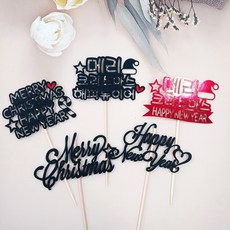 ssunytopper 迷你蛋糕 聖誕節 新年 蛋糕插牌 5款 x 2入組, 10支