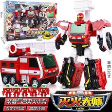 台灣熱賣 【95%好評率】咖寶車神之拯救聯盟滅火大師消防車變形機器人玩具卡寶哈金剛, 滅火大師【搭配5名滅火小蔣】, 1個