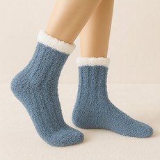 5켤레or10켤레 세트 레이온 코랄벨벳 따뜻한 겨울 수면양말 여성용