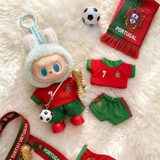월드컵 인형옷 부부 인형옷 C호 메시 축구 유니폼 세트 인형 호환, 1개, 빨간색 상의 + 바지