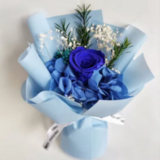시들지 않는 꽃 프리저브드 플라워 미니 꽃다발, 장미(블루)