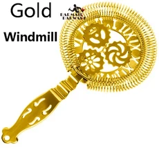 바 스트레이너 스프링 칵테일 스트레이너 스테인레스 스틸 디럭스 스트레이너 바 도구, 기타, 21 Gold Windmill
