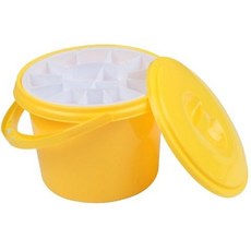 美術多功能塑料水桶 美術繪畫便攜洗筆調色盤 水粉水彩顏料專用清潔桶, 多功能黃色水桶