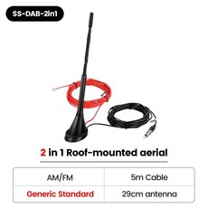 NAVIFLY 차량용 안테나 3 in 1 DAB + AM + FM 안테나 5M 케이블 SMB 증폭 지붕 마운트 방수 방진 자동차 액, 02 SS-DAB-2in1