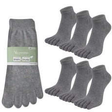 발렌티노크리스티 땀흡수 빠른건조 순면100% + 드라이텍스 남자 발가락양말 6켤레