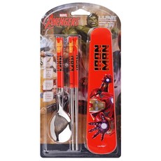 里和 韓國 lilfant 漫威 304不鏽鋼兒童學習筷餐具組, 1個, 真空組 鋼鐵人, 鋼鐵人, 真空組 鋼鐵人