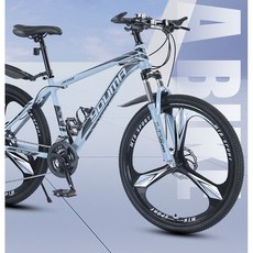 幽馬山地自行車男式變速減震越野單車26男士青少年女學生成人賽車 單車 自行車 腳踏車 公路車, 1個, YM探索者-硬叉-輻條輪【天青藍】,24寸24速【適合新手】