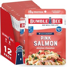 껍질 및 뼈 제거 핑크 연어 파우치, 12개, 70g