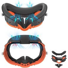 메타 퀘스트 3 VR 3-in-1 업그레이드 얼굴 마스크 PU 가죽 패드 인터페이스 브라켓 쿠션 3단계 높이 조절 기능 빛 차단 기능을 갖춘 얼굴 커버 및 VR 액세서리, 1개, 오렌지 1개, 오렌지