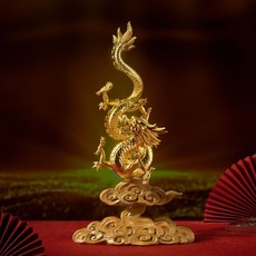 銅作TUMZUO 龍騰盛世 (燒色版/金箔版) 高溫著色 全黃銅手工打造 銅雕 居家裝飾 收藏 送禮擺設, 龍騰盛世(金箔版)