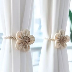 자석 커튼 타이백 플라워 장식 스트랩 커튼 악세사리, 1개, 브라운