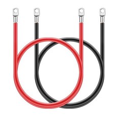 QiQi shop 2 개 배터리 접지 케이블 5AWG 러그가있는 연결 단자 키트 구리 와이어 터미널 자동차 인버터 (C, 01 50cm Battery Wires