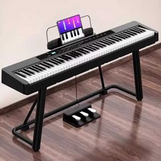 타미아노 가정용 디지털피아노 타미아노피아노 88키 디지털 블루투스, 1개, 블랙+싱글페달+X스탠드