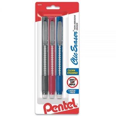 Pentel Clic 접이식 지우개 그립 포함 3팩 233885, ZE21BP3M, 멀티컬러