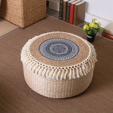 명상방석 불교방석 쿠션 절방석 푹신한 기도, 블루   화이트 태슬쿠션  높이 30cm