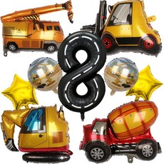 세트 차량 테마 번호 건설 엔지니어링 자동차 파티 호일 생일 40 트랙터 BALLON 풍선 인치, 40인치, Vehicle 9pcs 8
