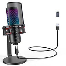 ZealSound USB PC phone RGB WindowsMac 게이밍 마이크 마이크 콘덴서 마이크 마이크, 1개