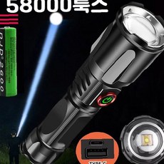 고휘도 충전식 줌 조절 야외 탐색 휴대용 조명 등산 캠핑 비상용 손전등, 1개, 상세페이지 참조