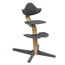 挪威 Stokke Nomi 成長椅－6m 經典組合(護欄 安全帶 餐盤 坐墊), 橡木-無煙煤