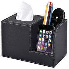 가죽 티슈 박스 커버 사각 홀더 정리함 리모컨 다기능 장식 큐브 홈 오 데스크탑 보관함 레트로, Bla