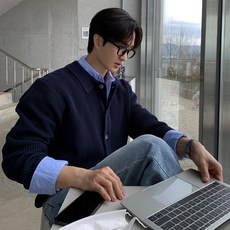 CBHV 춘추 칼라 카디건 니트 스웨터 코트 폴로 카디건