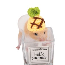 재미있는 햄스터 모자 토끼 귀 모양 의상 생일 기니피그 헤드기어 조절 가능한 핸드웨빙 캡 용품, 3