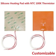 12V 24V 110V 220V 실리콘 고무 전기 가열 패드 히터 플레이트 베이킹 매트 접착제 NTC 100K 서미스터 온도 센서, 300x100mm_12V