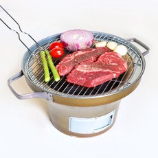 올쿡 국산 황토 화덕 미니 화로 숯 바베큐 삼겹살 원형 그릴 야외용 화로대, 1개, 황토화덕