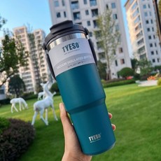 ONE 750ml TYESO 차량 스포츠 내장형빨대 스텐 핸들텀블러 750mL, 블루, 1개