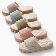 이몰리스 남녀공용 층간소음 방지 실내화 폭신한 린넨 거실화 슬리퍼, 1개, 베이지