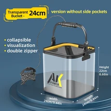 YUZHIYUAN 투명 낚시 양동이 접이식 다기능 라이브 물고기 컨테이너 보호, 06 Basic Type 24cm