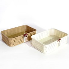 지오리빙 라탄 플라스틱 바구니, 6호(아이보리), 1개