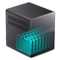 JONSBO N3 NAS 미니 케이스 올인원 알루미늄 ITX 섀시 8하드 디스크 지원 130mm CPU 쿨러 250mm 그래픽 카, 01 Black, 1개