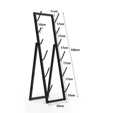 롱보드 보관대 철제 거치대 선반 스케이트보드 스탠드 보드, 블랙6칸길이 30높이106CM, 1개