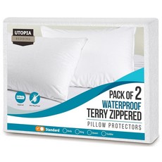 Utopia Bedding 지퍼가 달린 방수 베개 프로텍터 2개 세트