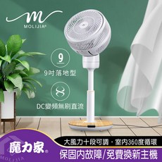 MOLIJIA® 9吋落地型DC變頻無刷直流風扇，大風力十段可調，保固內故障免費換新主機, M186全自動DC變頻無刷直流循環風扇-落地型/BY010086