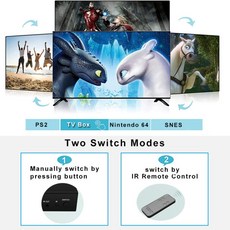 컴포지트 AV RCA 스위치 스플리터 4 in 2 out 아날로그 비디오 C-VBS DVD Wii TV용 리모컨 포함, 01 EU plug_01 check note, 1개