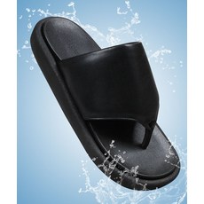 DOFFJASON 그리트 볼륨레더 와이드 플립플랍 BLACK 178366