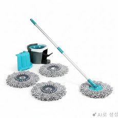 모세로 극세사 회전 물걸레 밀대 회전물걸레 바닥물걸레 밀대물걸레, 극세사걸레 2장, 1개