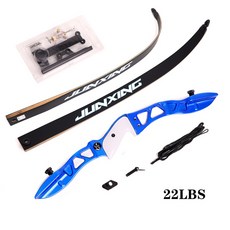 JUNXING F155 리커브 보우 알루미늄 합금 핸들 고강도 유리 섬유 20 32 lbs, RH blue set 22lbs