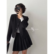 missweet 闆娘實拍 簡約氣質西裝二件套 (西外+百褶褲裙) 兩色可選