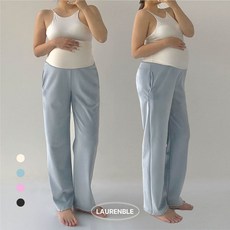 로렌블 빅사이즈 임산부 만삭 기모 밍크털 바지 허리밴딩 와이드 겨울임부복