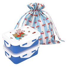 데일리라이크 마이 버디 2단 도시락+파우치, 블루, 1개