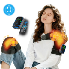 2IN1 탈부착 어깨 겸용 무릎 보호대 어깨 무릎 안마기 그래핀 발열 7단계 진동기능 타이머 설정3단계 터치스크린, 블랙