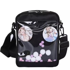 [ 686407 ] 노이 라차 스몰 이타 백 크로스바디 DIY 애니메이션 핀 디스플레이 카와이 휴대폰 투명 지갑 여아 및 남아용 핑크