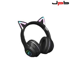 JPB 貓耳藍牙耳罩式耳機 ST89M 無線 RGB 燈光, 黑色