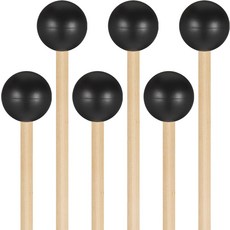 보아오 6개 고무 망치 타악기 소리 실로폰 벨 글로켄스필 스틱 드럼 블랙와 나무 손잡이 키트 블랙