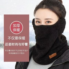 冬季保暖口罩護頸加厚騎乘護耳三合一圍脖騎車耳罩防寒防風面罩, 泰迪絨黑色